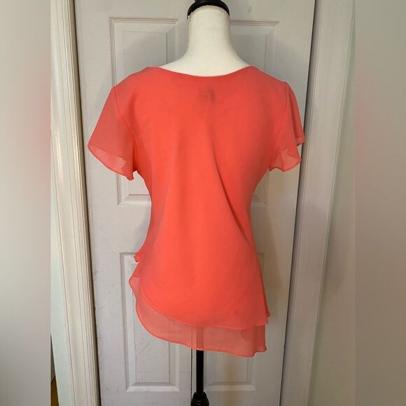 Millena Beaded Salmon Pink Asymmetrical Top - Picture 5 of 6